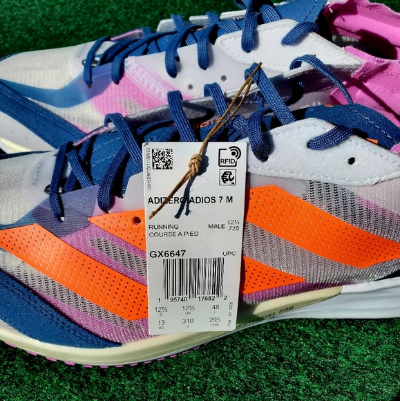 Men's Size 13 adidas Adizero Adios 7 Dash Gray/Solar Orange GX6647 NEW w/Tags - Picture 9 of 10